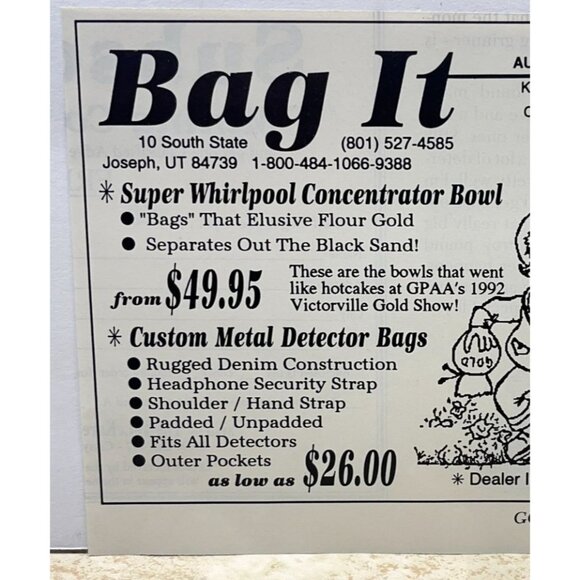Bag It Gold Bags Print Ad Vintage 90s Joseph Utah Metal Detector Bags - Picture 4 of 6